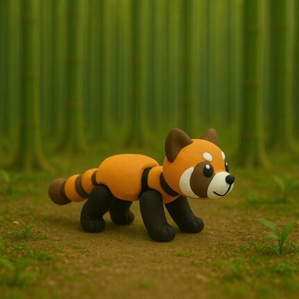 Rogue red panda, articulated 3D model, PrintForge, 8x4x2 cm, crafted with PLA, BPA Free, Multicolor
