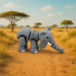 Trunktastic elephant, articulated 3D model, PrintForge, 9x6x3 cm, crafted with PLA, BPA Free, Gray - Image 3