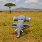 Trunktastic elephant, articulated 3D model, PrintForge, 9x6x3 cm, crafted with PLA, BPA Free, Gray - Image 6