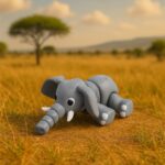 Trunktastic elephant, articulated 3D model, PrintForge, 9x6x3 cm, crafted with PLA, BPA Free, Gray - Image 2