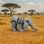 Trunktastic elephant, articulated 3D model, PrintForge, 9x6x3 cm, crafted with PLA, BPA Free, Gray - Image 7