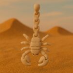 Tailblitz scorpion, articulated 3D model, PrintForge, 6x5x3 cm, crafted with PLA, BPA Free, Beige - Image 3