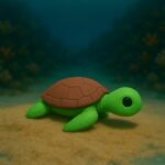Shellsurfer sea turtle, articulated 3D model, PrintForge, 6x6x2 cm, crafted with PLA, BPA Free, Green & Brown - Image 4