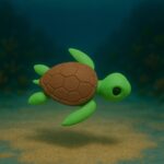 Shellsurfer sea turtle, articulated 3D model, PrintForge, 6x6x2 cm, crafted with PLA, BPA Free, Green & Brown - Image 5