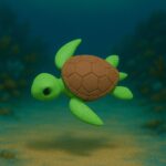 Shellsurfer sea turtle, articulated 3D model, PrintForge, 6x6x2 cm, crafted with PLA, BPA Free, Green & Brown - Image 6
