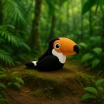 Wigglebeak toucan, articulated 3D model, PrintForge, 6x4x3 cm, crafted with PLA, BPA Free, Multicolor