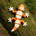 Gripzard gecko, articulated 3D model, PrintForge, 12x7x2 cm, crafted with PLA, BPA Free, Orange & White - Image 3