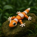 Gripzard gecko, articulated 3D model, PrintForge, 12x7x2 cm, crafted with PLA, BPA Free, Orange & White - Image 5