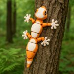 Gripzard gecko, articulated 3D model, PrintForge, 12x7x2 cm, crafted with PLA, BPA Free, Orange & White - Image 7