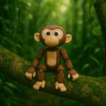 Tangle chimp, articulated 3D model, PrintForge, 6x3x2 cm, crafted with PLA, BPA Free, Brown & Beige - Image 2