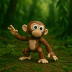Tangle chimp, articulated 3D model, PrintForge, 6x3x2 cm, crafted with PLA, BPA Free, Brown & Beige - Image 6