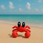 Clawzy crab, articulated 3D model, PrintForge, 6x6x2 cm, crafted with PLA, BPA Free, Red - Image 2