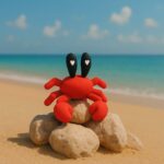 Clawzy crab, articulated 3D model, PrintForge, 6x6x2 cm, crafted with PLA, BPA Free, Red