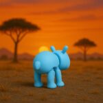 Tintedtusk hippo, articulated 3D model, PrintForge, 7x6x3 cm, crafted with PLA, BPA Free, Blue - Image 3