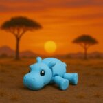 Tintedtusk hippo, articulated 3D model, PrintForge, 7x6x3 cm, crafted with PLA, BPA Free, Blue - Image 2
