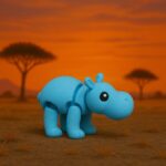 Tintedtusk hippo, articulated 3D model, PrintForge, 7x6x3 cm, crafted with PLA, BPA Free, Blue - Image 4
