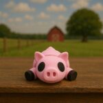 Oink porklet, articulated 3D model, PrintForge, 6x5x3 cm, crafted with PLA, BPA Free, Pink