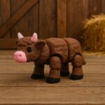 Thistle moo cow, articulated 3D model, PrintForge, 6x5x3 cm, crafted with PLA, BPA Free, Brown