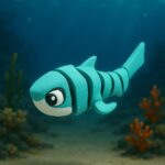 Snapjaw shark, articulated 3D model, PrintForge, 8x4x3 cm, crafted with PLA, BPA Free, Blue - Image 2