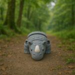Prism rhinos, articulated 3D model, PrintForge, 7x6x3 cm, crafted with PLA, BPA Free, Gray