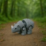 Prism rhinos, articulated 3D model, PrintForge, 7x6x3 cm, crafted with PLA, BPA Free, Gray - Image 3