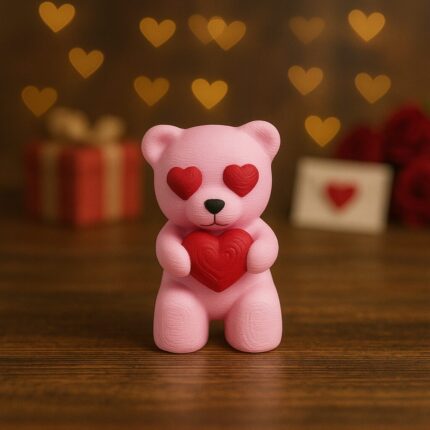 Grizzlink bear, articulated 3D model, PrintForge, 4x2x2 cm, crafted with PLA, BPA Free, Multicolor