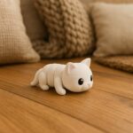 Twist-a-meow cat, articulated 3D model, PrintForge, 6x4x3 cm, crafted with PLA, BPA Free, White - Image 3
