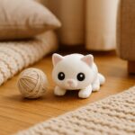 Twist-a-meow cat, articulated 3D model, PrintForge, 6x4x3 cm, crafted with PLA, BPA Free, White - Image 5