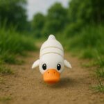 Bouncebeak duck, articulated 3D model, PrintForge, 6x4x3 cm, crafted with PLA, BPA Free, White - Image 4