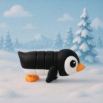 Frostyflip pinguin, articulated 3D model, PrintForge, 7x4x2 cm, crafted with PLA, BPA Free, Black - Image 2