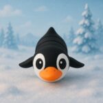 Frostyflip pinguin, articulated 3D model, PrintForge, 7x4x2 cm, crafted with PLA, BPA Free, Black