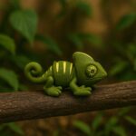 Wacky camo crawler, articulated 3D model, PrintForge, 6x4x3 cm, crafted with PLA, BPA Free, Green & Yellow - Image 2