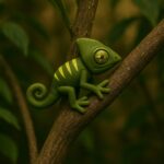Wacky camo crawler, articulated 3D model, PrintForge, 6x4x3 cm, crafted with PLA, BPA Free, Green & Yellow