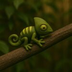 Wacky camo crawler, articulated 3D model, PrintForge, 6x4x3 cm, crafted with PLA, BPA Free, Green & Yellow - Image 4