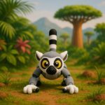 Boundbouncer lemur, articulated 3D model, PrintForge, 8x6x2 cm, crafted with PLA, BPA Free, Multicolor