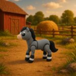 Sunnystride horse, articulated 3D model, PrintForge, 7x6x4 cm, crafted with PLA, BPA Free, Gray