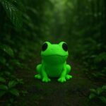 Snapleap frog, articulated 3D model, PrintForge, 5x4x3 cm, crafted with PLA, BPA Free, Green