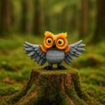Noctiflex owl, articulated 3D model, PrintForge, 6x9x7 cm, crafted with PLA, BPA Free, Multicolor