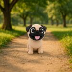 Pugsy wiggle, articulated 3D model, PrintForge, 7x4x5 cm, crafted with PLA, BPA Free, Beige