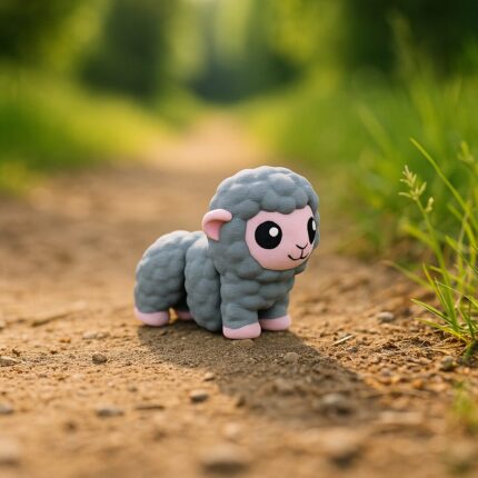 Little lambkins, articulated 3D model, PrintForge, 5x3x4 cm, crafted with PLA, BPA Free, Gray