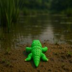 Scaly snap croco, articulated 3D model, PrintForge, 9x4x2 cm, crafted with PLA, BPA Free, Green - Image 3