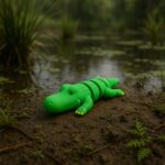 Scaly snap croco, articulated 3D model, PrintForge, 9x4x2 cm, crafted with PLA, BPA Free, Green - Image 2